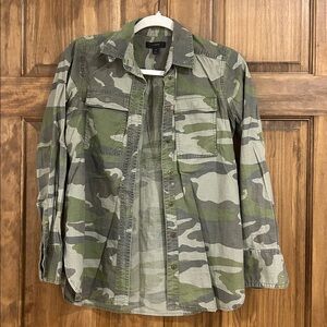 J. Crew Green and Gray Camouflage Shirt